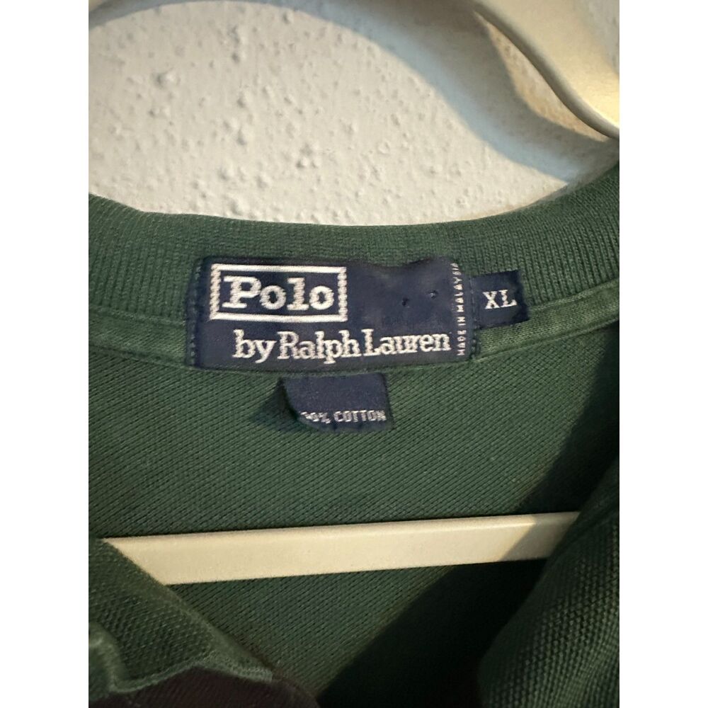 Polo Ralph Lauren Rugby Polo Shirt XL Green Brown Striped Big Pony Cotton Preppy - Picture 3 of 8
